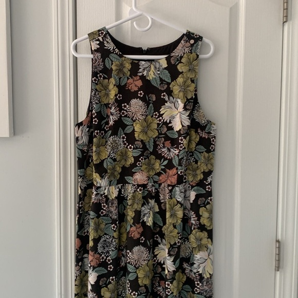 LOFT Floral Boho Maxi Column DRESS size 14 summer vacation travel brown cottage - Picture 3 of 12